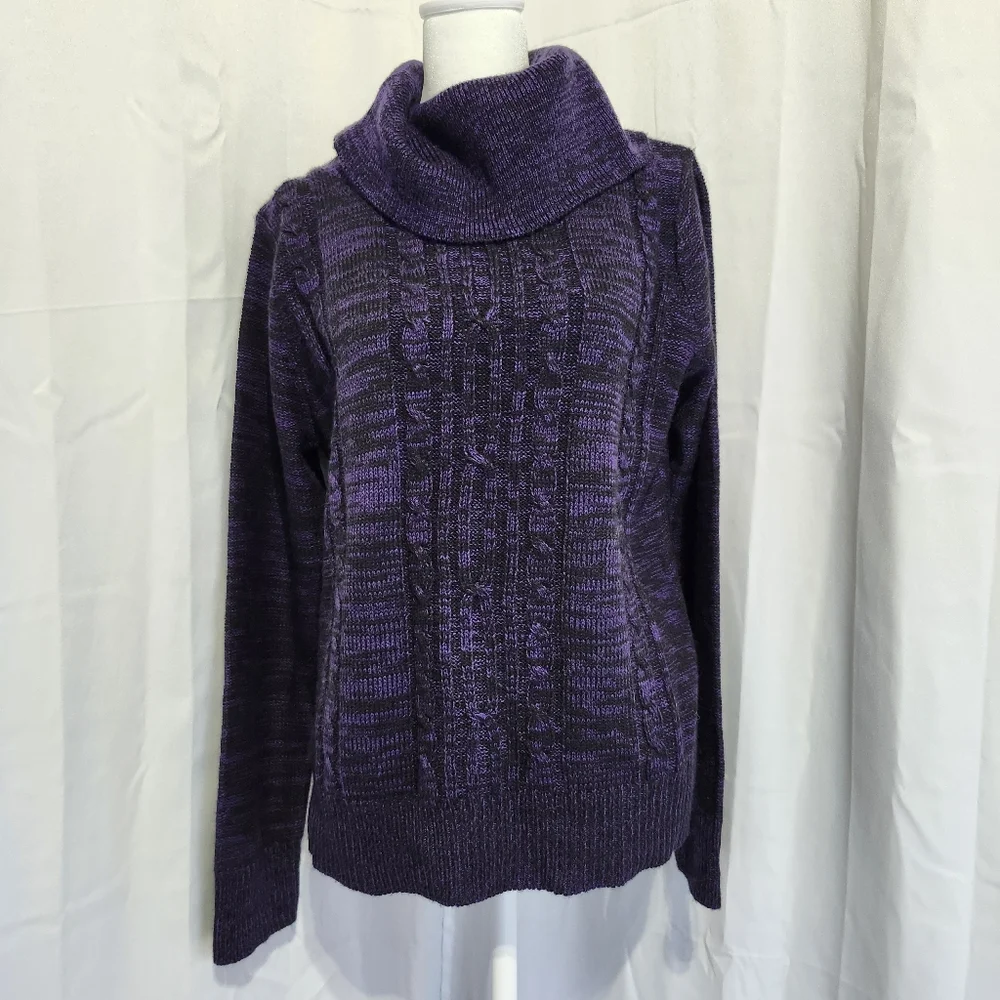 Carol Rose Size Largd Purple Cowl Neck Knitted Sweater